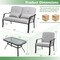 4-Piece Outdoor Furniture Set with Cushioned Seats and Waist Pillows